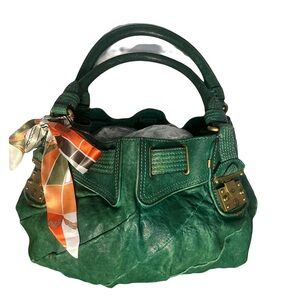 JUICY COUTURE y2k Vintage Leather Green Satchel Handbag